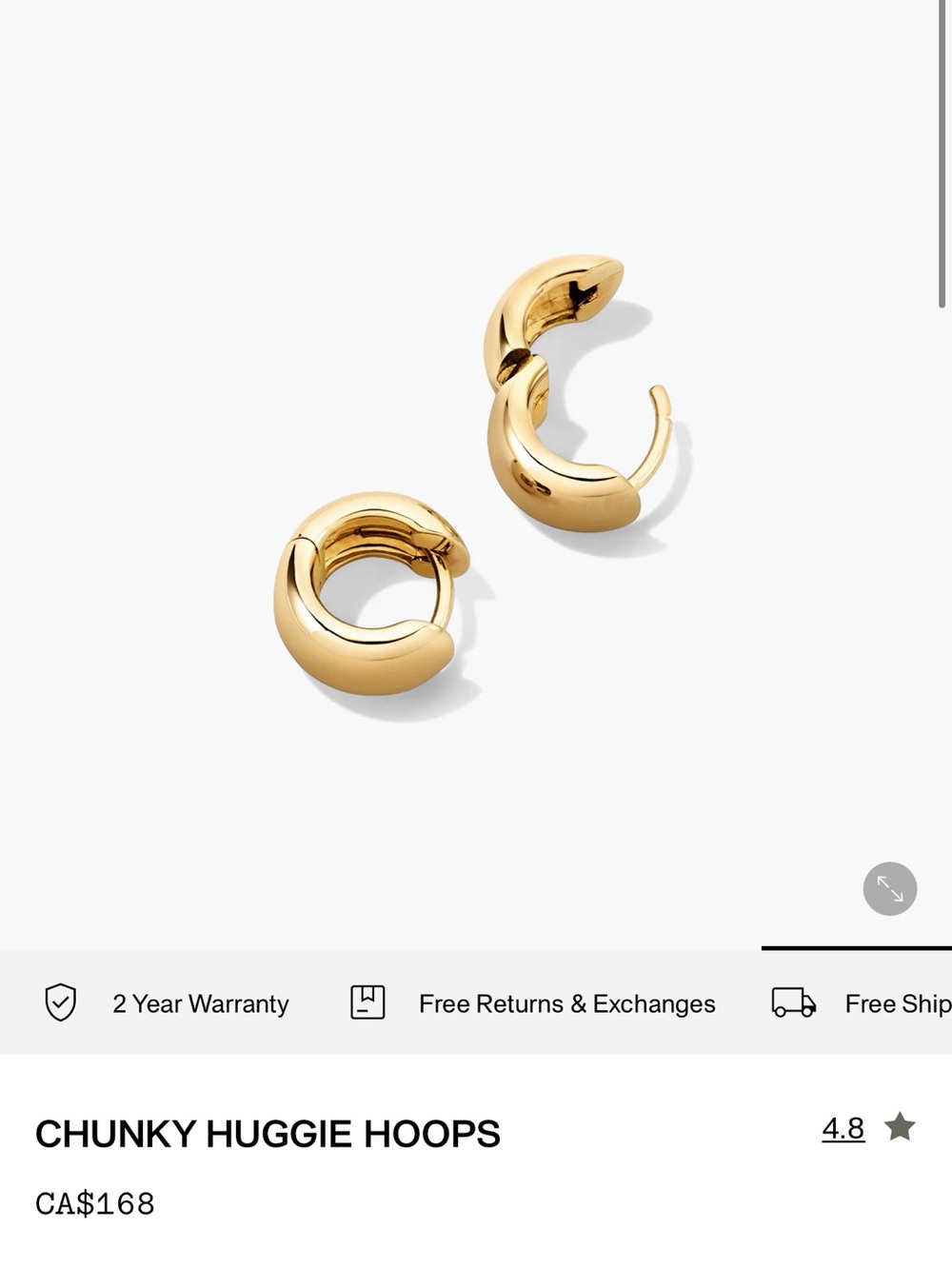 MEJURI Chunky Huggie Hoops in Gold Vermeil - Picture 3 of 6